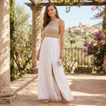 City Studios Juniors Lace Top & Long Wrap Skirt, Beige, Size 11