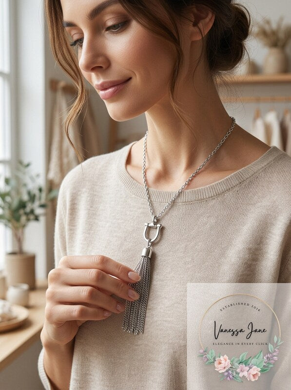 Charter Club Silver-Tone Chain Tassel Pendant Necklace