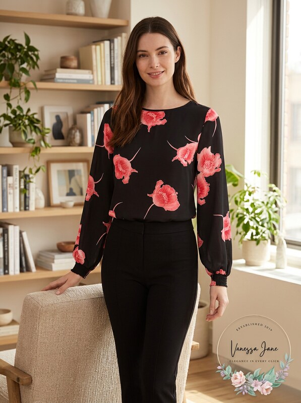 Bar III Printed Blouse, Size XL