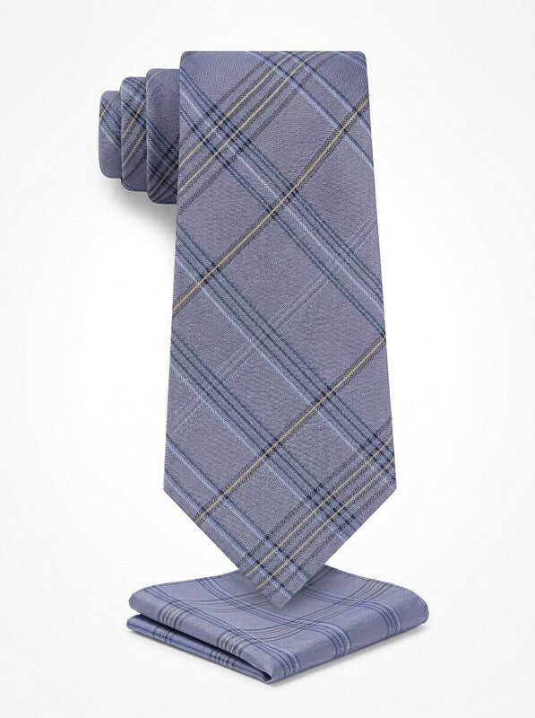 Calvin Klein Blue Mod Tonal Tartan Print Tie