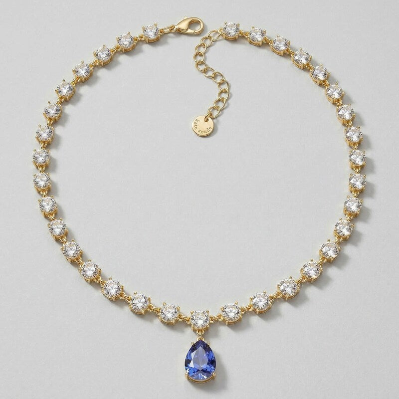 Charter Club Crystal and Stone Teardrop Lariat Necklace