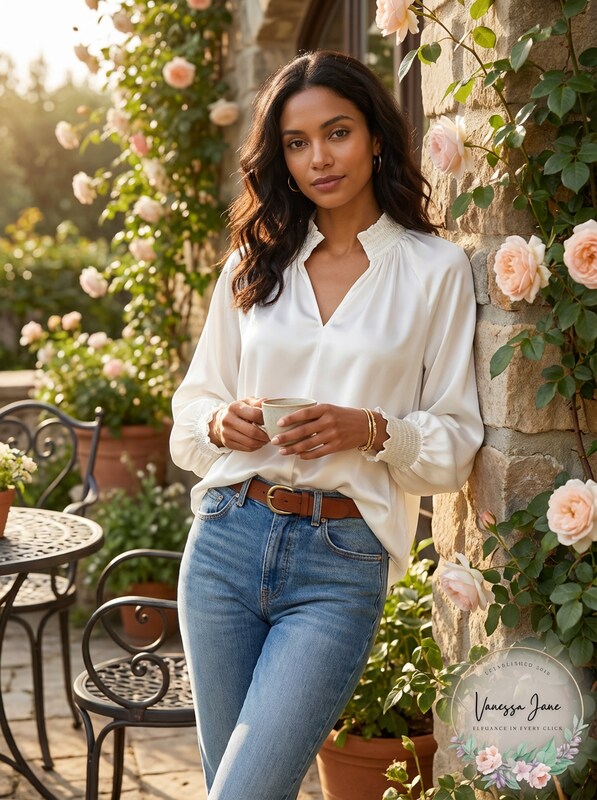 Vince Camuto Womens Ivory Smocked Blouson Sleeve Split Wear to Work Blouse Small