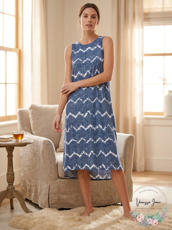 Roudelain A1134 Flint Stone Printed Maxi Loungewear Nightgown Size Medium
