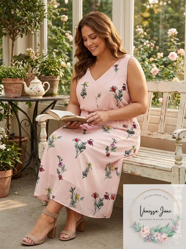 Vince Camuto Womens Pink Plus Size Tropical Garden Maxi Dress, Size 3X