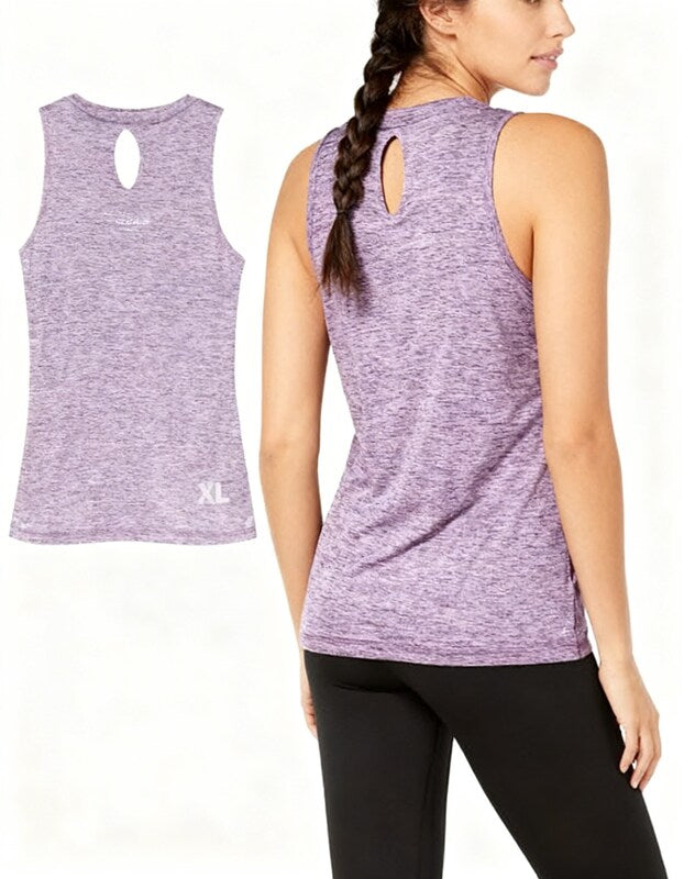 Ideology Heathered Keyhole-Back Tank Top,Size XL