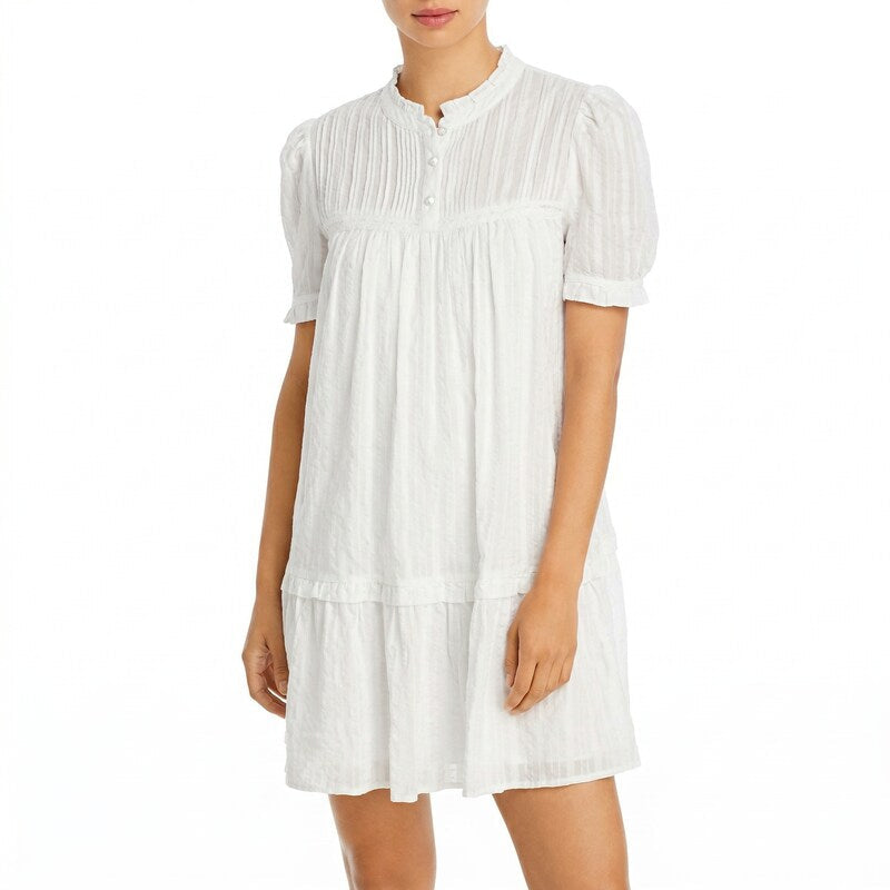 Aqua Puff Sleeve Trapeze Dress, Size Small