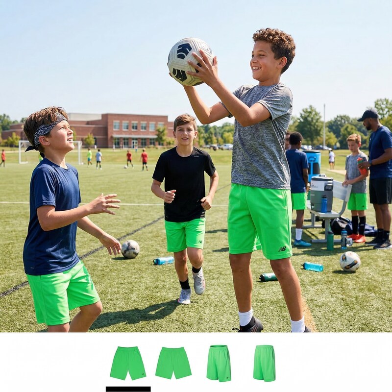 New Balance Big Boys' Solid Athletic Shorts, Vivid Cactus, Size 18/20/ XL