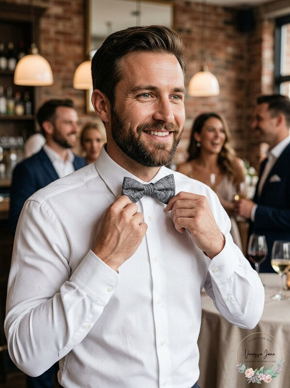 Ryan Seacrest Distinction Mens Atwood Pre-Tied Bow Tie, Gray