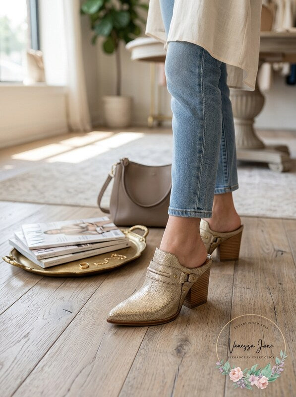 Donald J Pliner Vero 2-RM Bronze Cracked Metallic Mule Size 7