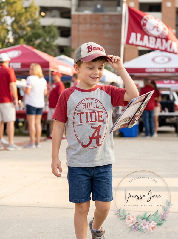 NCAA Cotton Willy Boys Raglan Short Sleeve Tee Alabama Crimson Tide, Size 6