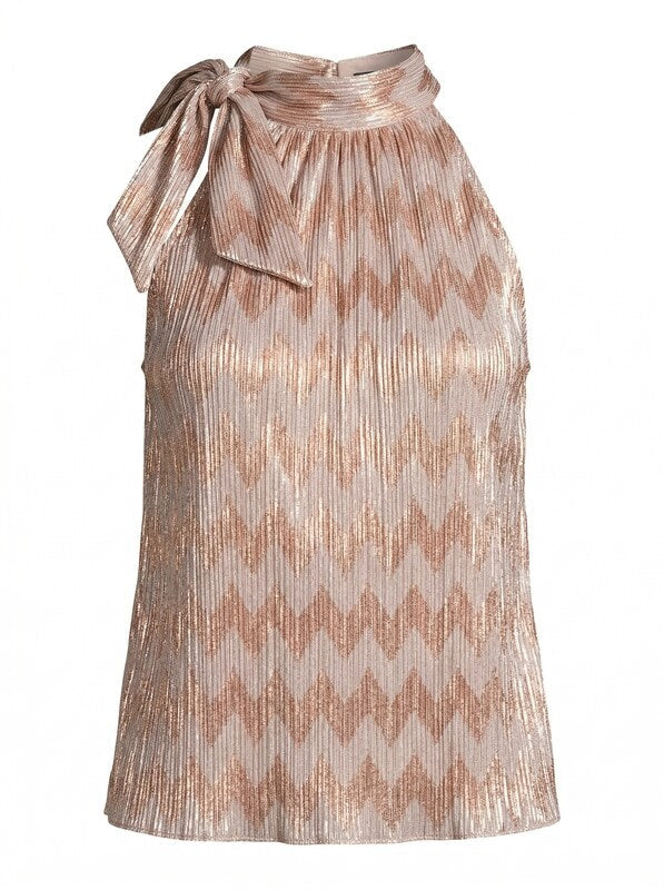 Inc Tie-Neck Shine Halter Top, Size XL
