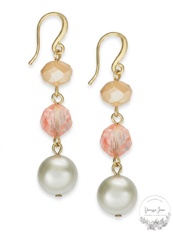 Charter Club Gold Stone Imitation Pearl Linear Drop Earrings
