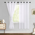 Hiasan White Sheer Curtains for Bedroom With Tiebacks, W52 X L63, 2 Soft Panels