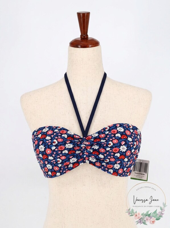 Kate Spade New York Floral Print Molded Bandeau Halter Bikini Top