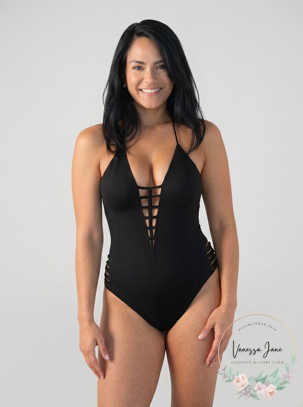 Bar lll Womens Halter Strappy Plunging One Piece Swimsuit