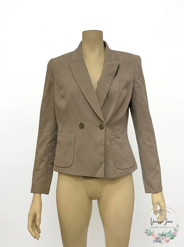 Tahari ASL Peak-Lapel Blazer, Size 10/Grey