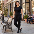 Style & Co Plus Size Velour-Trimmed Leggings, 20W/Black