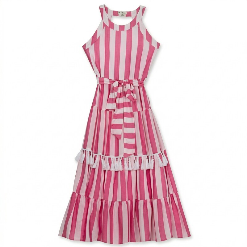 Rare Editions Girls Striped Tassel Dress, Size 12