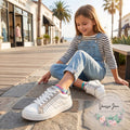 Steve Madden Big Girls JBianca White Fashion Sneaker, Size 1