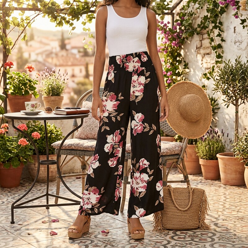 American Rag Juniors Floral Wide-Leg Pants, - Floral Size Large