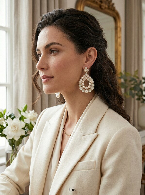 Inc Gold-Tone Imitation Pearl Cluster Drop Earrings