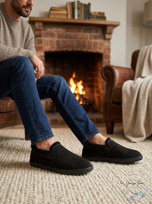 Gold Toe Mens Memory Foam Faux Fur Loafer Slippers