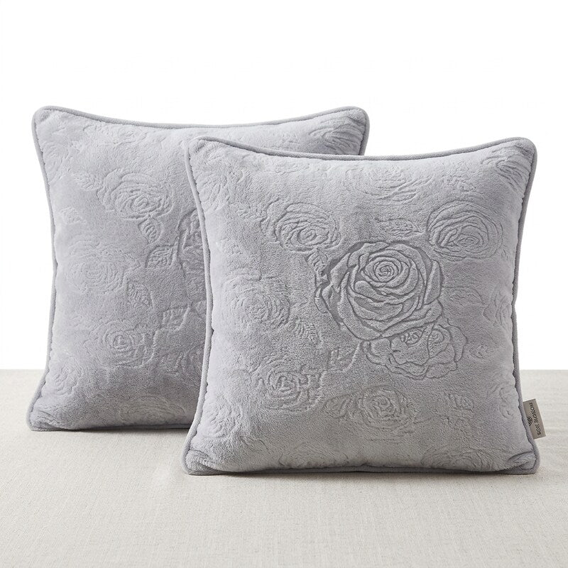 Infinity Home Throw Pillows Faux Fur 18 x 18 Set of 2 Gray Square Home Decor