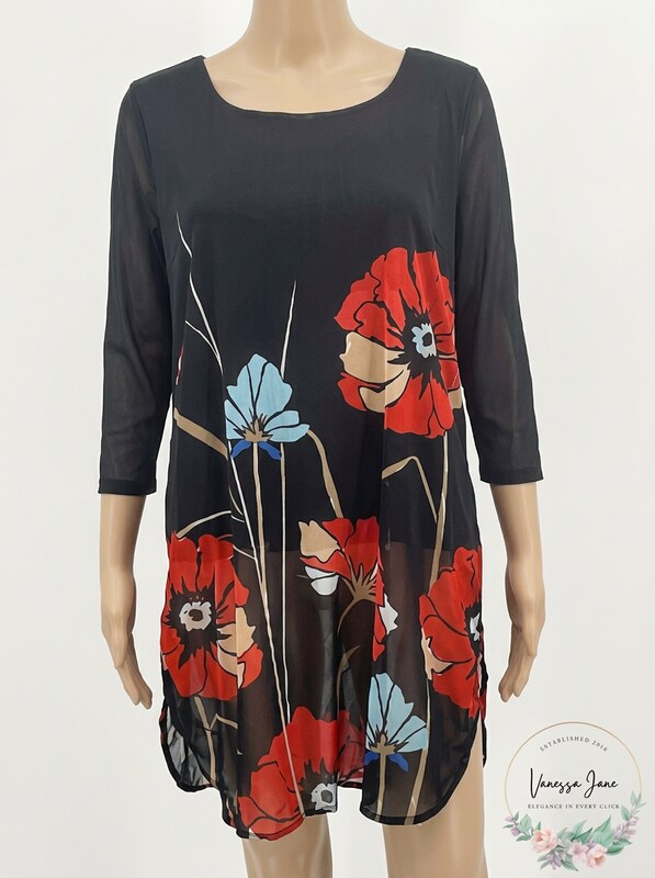 Alfani Women's Red Multi Floral-Print Tunic, Small