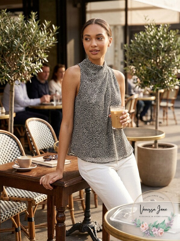 Joie Paul Printed Pleated Silk Top, Size XS