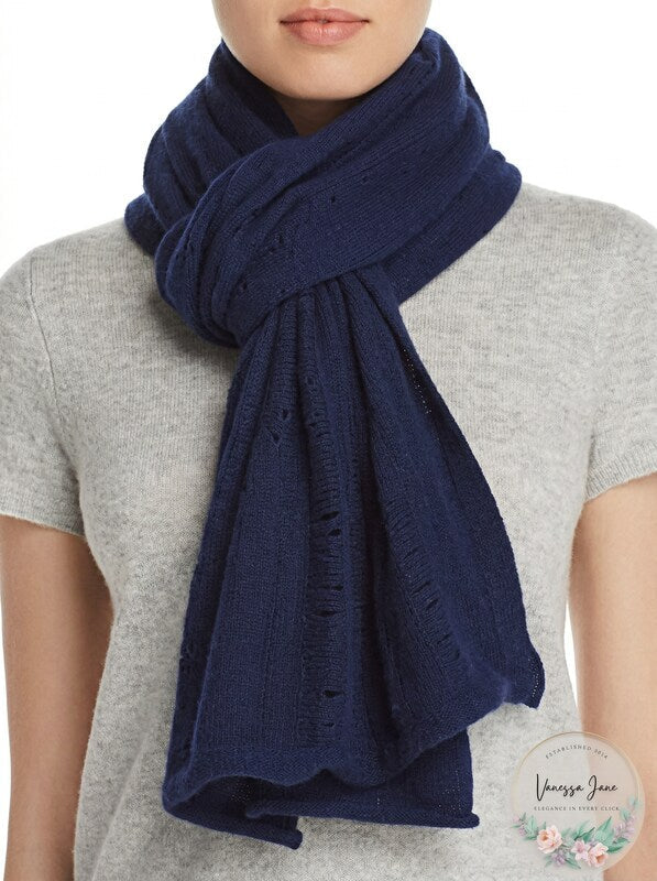 Aqua Distressed Cashmere Scarf