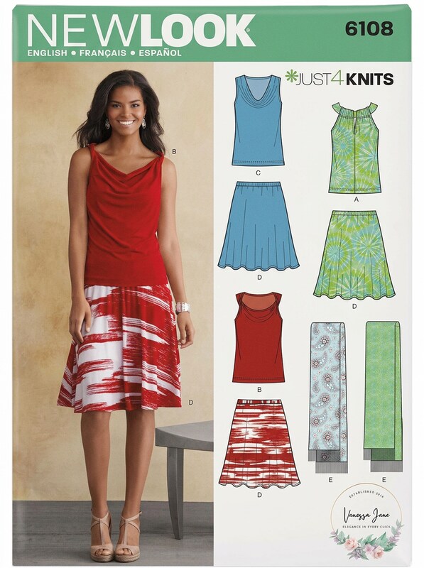 New Look Pattern 6108 - Misses Just 4 Knits Separates, Size: A (4-6-8-10-12-14-