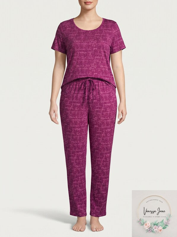 Dreams and Co Plus Size Womens Knit Sleep, Large -18-20