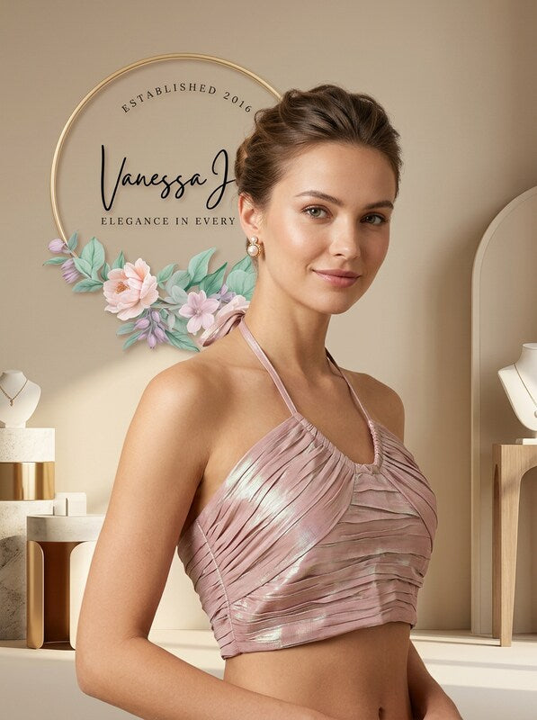 Lulus Live the Night Dusty Rose Satin Ruched Halter Crop Top, Size Large