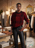 Aqua Plaid Crewneck Sweater