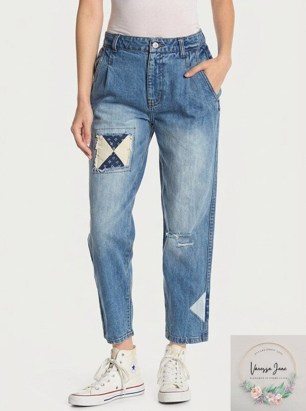 Free People Down To Earth Patched Jeans, Size 31
