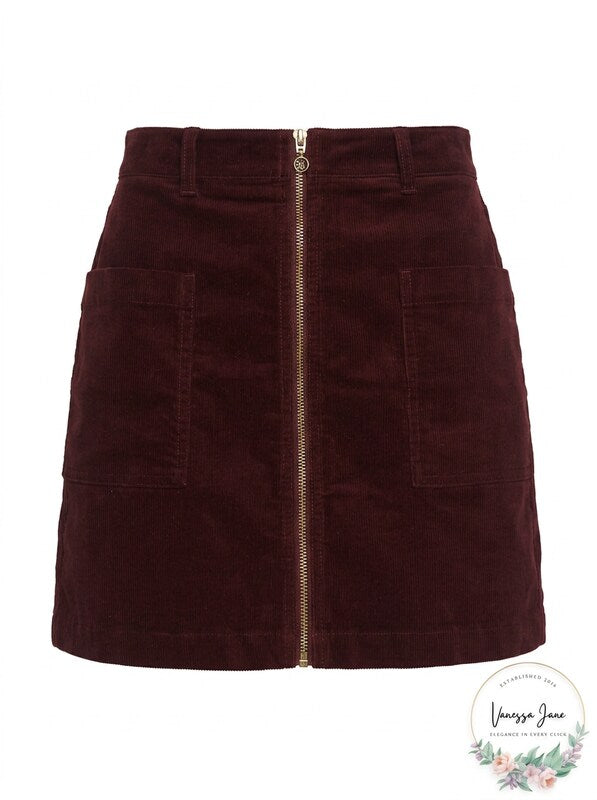 1.State Corduroy Zip-Front Mini Skirt, Size 4