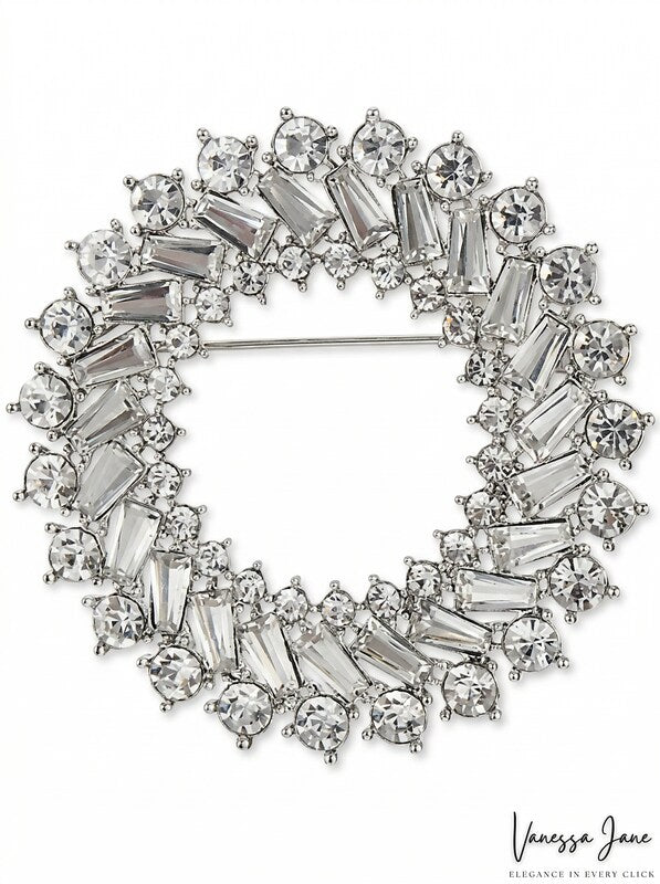 Charter Club Silver-Tone Multi-Crystal Wreath Pin