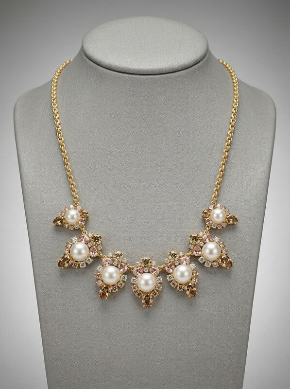 Charter Club Gold-Tone Crystal, Stone and Imitation Pearl  Necklace