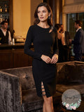 DKNY Womens Beaded Cutout Crepe Sheath Dress-Black, Size 2