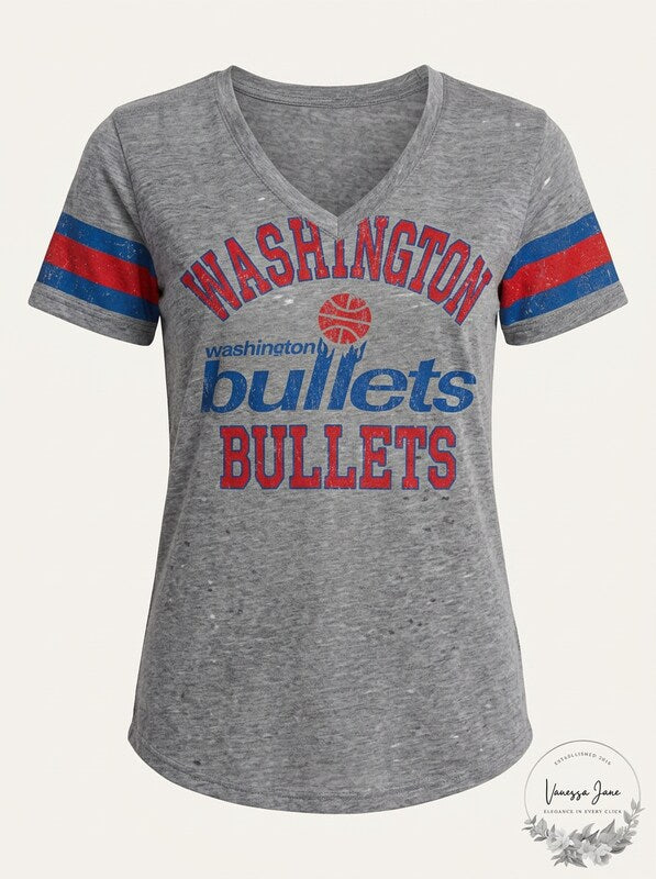 GIII For Her Womens Triple Play V-neck Tee Washington Bullets, Size XL