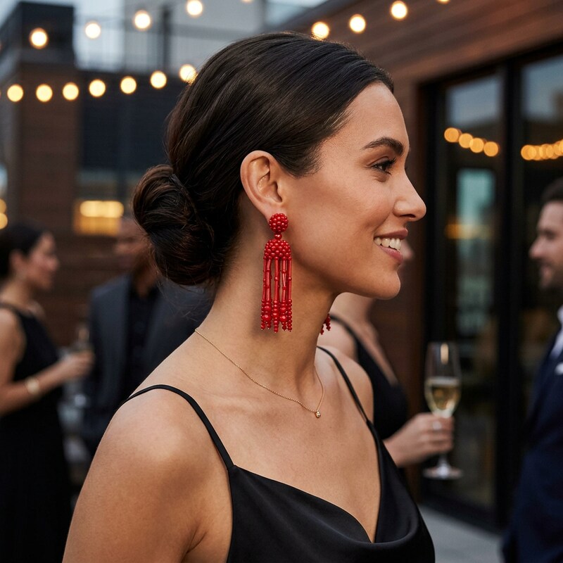 Inc Beaded Tassel Linear Earrings