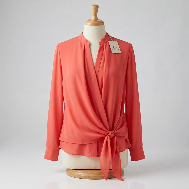 Alfani Tie-Front Blouse, Size Medium