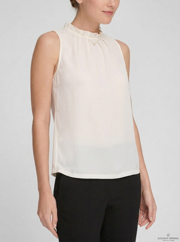Dkny Women's Ruffle-Collar Sleeveless Blouse, Size Large