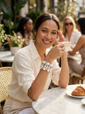 Inc Gold-Tone Stone and Crystal Cluster Stretch Bracelet
