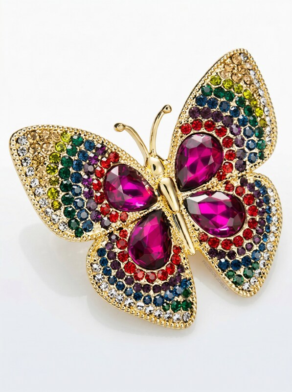 Charter Club Silver-Tone Crystal Butterfly Pin