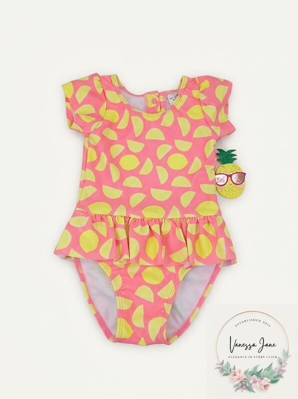Sol Lemon Ruffle One Piece Bathing Suit in Pink Size 6