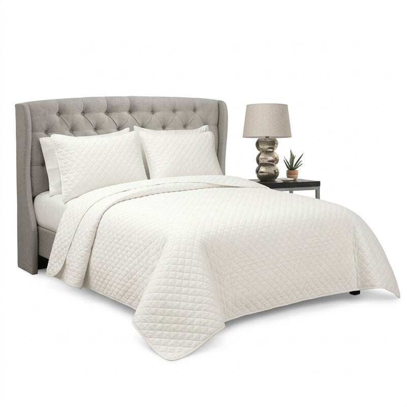 Lush Decor Ava Diamond Oversized Cotton 3 Piece Quilt Set, Size Full/Queen