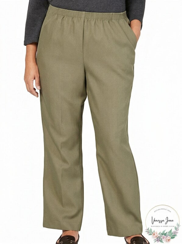 Karen Scott Women Pants Plus Mid-Rise Straight Leg Stretch, Size 2X