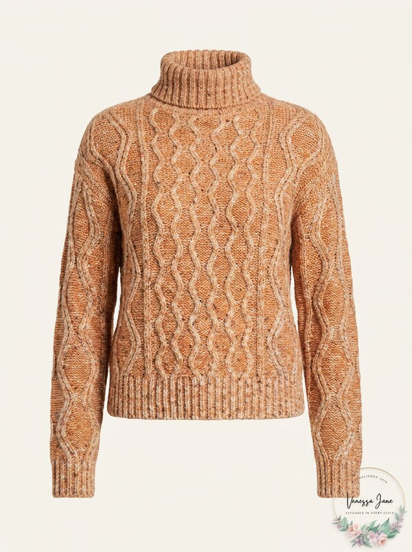 Kit Sky Juniors Orange Long Sleeve Turtle Neck Sweater, Size XL
