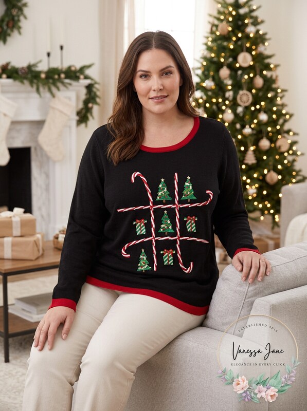 Karen Scott Women's Plus Candy Canes Holiday Party Christmas Sweater, Size 1X